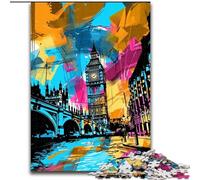 1000 Pieces Puzzles for Adults Graffiti Big Ben Jigsaw Puzzles for Adults 1000 Piece Family Bonding Activity, Unique Gift for Holidays & Birthdays (Size 50x75cm)