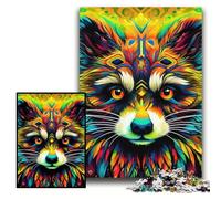 1000 Pieces Puzzles for Adults Green Raccoon Puzzles for Adults 26x38 cm for Teenagers, Family Game Night, Brain-Challenging Gift Idea