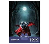 1000 Pieces Puzzles for Adults Grumpy Pug Vampire Puzzle for Adults Toy Wall Decor Analysis And Logic Unique Gifts for Birthday And Christmas 70x50cm/1000pcs