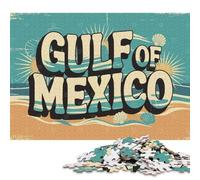 1000 Pieces Puzzles for Adults Gulf of Mexico Retro Travel Poster Creative Square Jigsaw Puzzles for Adults, Paper Puzzles Home Decoration Jigsaw Puzzles 38x26cm/1000pcs