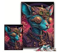 1000 Pieces Puzzles for Adults Hairless Cat Warrior Wooden Puzzles 50x75 cm Relaxing Entertainment, Home Decor