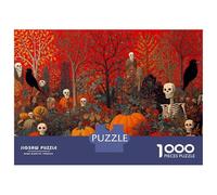 1000 Pieces Puzzles for Adults Halloween Skeletons in Pumpkin Patch Jigsaw Puzzle Family Games Difficult Hard Unique Gifts for Birthday And Christmas 70x50cm/1000pcs