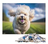 1000 Pieces Puzzles for Adults Happy Cute Poodle Running Square Puzzle for Adults & Wooden Puzzles Home Decor 1000pcs (75x50cm)