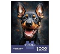 1000 Pieces Puzzles for Adults Happy Doberman Puppy Jigsaws for Adults Relax Games Enhance Memory Unique Gifts for Birthday And Christmas 38x26cm/1000pcs