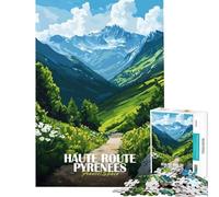 1000 Pieces Puzzles for Adults Haute Route Pyrenees Landscape Illustration Relaxing Games for Educational Game Challenge Toy Secret Santa Gifts Analysis And Logic (size 38x26cm)