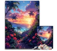 1000 Pieces Puzzles for Adults Hawaii Sunset Pixel Art Jigsaw Puzzles Family Interactive Game Craft Gift with Colorful Artwork 1000 PCS(75x50cm)