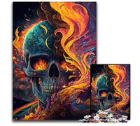 1000 Pieces Puzzles for Adults Hellish Skull on Fire Puzzles for Adults DIY Decoration, Brain Challenge, for Adult, Family, 26X38CM/10.23x14.96inch