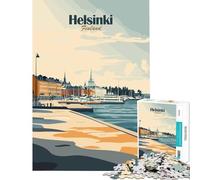 1000 Pieces Puzzles for Adults Helsinki Finland Travel Poster Brain Intelligence Challenge Addictive Toys Fun Games Family Activities Secret Santa Gifts (Size 38x26cm)