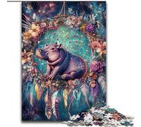 1000 Pieces Puzzles for Adults Hippo Dream Catcher cardboard Jigsaw 26X38CM Perfect for Family Fun on Christmas, Thanksgiving, Birthdays & Easter