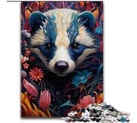 1000 Pieces Puzzles for Adults Honey Badger Flowers Challenging Puzzles for Family & Friends, Brain-Teasing Challenge (Szie 26x38 cm)