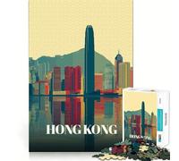 1000 Pieces Puzzles for Adults Hong Kong Cityscape Reflection Art Smooth Joint Fun Brain Skill Play Casual Game Time Birthday Fun Play (38x26cm)
