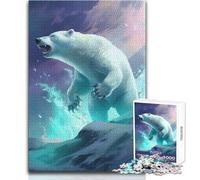 1000 Pieces Puzzles for Adults Icebear on The Arctic Run Cozy Soothing Indoor Downtime Advanced Precision Cut Play Toy Size 38x26cm