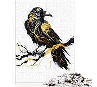 1000 Pieces Puzzles for Adults Ink Raven Square Puzzle for Adults & Wooden Puzzles Home Decor 1000pcs (75x50cm)