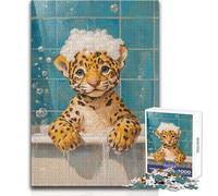 1000 Pieces Puzzles for Adults Jaguar Bath Time Unwind during Free Time Clean Cut Seamless Interlock Toy Size 38x26cm