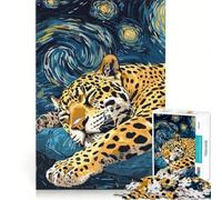 1000 Pieces Puzzles for Adults Jaguar Sleeping Under Starry Night Sky, Educational Game, Train Your Brain And Hands, Improving Love between Couples (50x75cm)