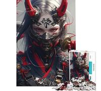 1000 Pieces Puzzles for Adults Japan Oni Masked Warrior for Educational Game Challenge Toy Hands-on Game Home Art Decor Secret Santa Gifts (Size 38x26cm)