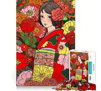1000 Pieces Puzzles for Adults Japanese Kimono Girl Art Smooth Joint Fun Brain Skill Play Casual Game Time Birthday Fun Play (38x26cm)