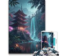 1000 Pieces Puzzles for Adults Japanese Pagoda And Waterfall Landscape Analysis And Logic Practical Game Suitable for Ages 14 And Up (size 38x26cm)