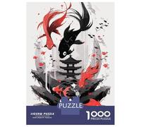 1000 Pieces Puzzles for Adults Japanese Red Black Koi Puzzle for Adults Toy Wall Decor Analysis And Logic Unique Gifts for Birthday And Christmas 52x38cm/1000pcs