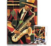1000 Pieces Puzzles for Adults Jazz Musician Art Deco Unwind during Free Time Clean Cut Seamless Interlock Toy Size 38x26cm