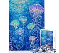 1000 Pieces Puzzles for Adults Jellyfish Waltz Fun Family Connection Activity Memorable Christmas Giftsing Option (38x26cm)