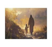 1000 Pieces Puzzles for Adults - Jesus Walking with A Kid Jigsaw Puzzles for Beginners Challenging and Relaxing, As A Gift Choice for Friends
