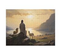 1000 Pieces Puzzles for Adults - Jesus Watches Over The Lamb from Afar Jigsaw Puzzle Challenging for Youth Fun Puzzle Family Educational Game Toys Holiday Activities Gift