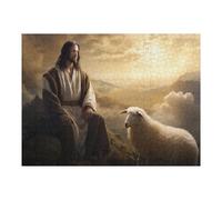 1000 Pieces Puzzles for Adults - Jesus Watches Over The Lamb from Afar Stress Relief Puzzle, Family Entertainment, Relaxation and Leisure, Collectible Decoration Puzzle