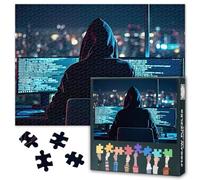 1000 Pieces Puzzles for Adults Jigsaw Puzzle Educational Games - 20"x28" Hacker with Computer Security Breach Hacking Cyber Internet Painting Difficult Challenging Puzzle