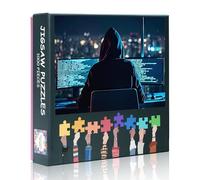 1000 Pieces Puzzles for Adults Jigsaw Puzzle Educational Games - 50x70 cm Hacker with Computer Security Breach Hacking Cyber Internet Painting Challenging Puzzles
