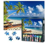 1000 Pieces Puzzles for Adults Jigsaw Puzzle Educational Games - 50x70 cm Summer Ocean Coconut Trees on Sands Beach Holiday Hard Difficult Challenging Puzzle