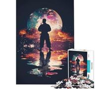 1000 Pieces Puzzles for Adults Karate Galaxy Silhouette Family Game for Educational Game Challenge Toy Great Gifts And Toys Stress Reliever (Size 75x50cm)