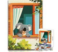 1000 Pieces Puzzles for Adults Koala at The Window Cozy Soothing Indoor Downtime Advanced Precision Cut Play Toy Size 50x75cm