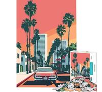 1000 Pieces Puzzles for Adults LA Evening Vaporwave Brain Intelligence Challenge Addictive Toys Fun Games Family Activities Secret Santa Gifts (Size 38x26cm)