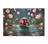 1000 Pieces Puzzles for Adults - Ladybug On A Leaf in A Flooded Garde Puzzle Challenging Educational Toys Gifts for Home Decor Family Activities