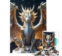 1000 Pieces Puzzles for Adults Libra Zodiac White ﹨u Golden Dragon Challenging To Complete Stress Reliever Educational Games for Age 14+ Game (38x52cm)