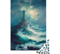 1000 Pieces Puzzles for Adults Lighthouse in Stormy Sea-3 Puzzles for Adults Hands-on Game But Fun And Humorous Parent-child Interaction 70x50cm/1000pcs