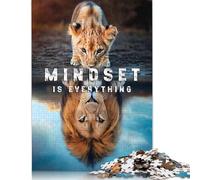 1000 Pieces Puzzles for Adults Lion Cub Mindset Poster Jigsaw Puzzles for Adults And Wooden Puzzles Home Decoration 1000pcs (75x50cm)