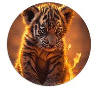 1000 Pieces Puzzles for Adults Little Fire Tigers Jigsaw Puzzles for Adults Family Interaction & Fun Gift,Vibrant Abstract Design 67.5x67.5 cm