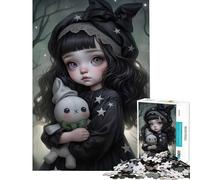 1000 Pieces Puzzles for Adults Little Witch Brain Intelligence Challenge Addictive Toys Family Games Difficult Hard Secret Santa Gifts (Size 38x26cm)