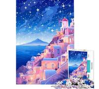 1000 Pieces Puzzles for Adults Lofi Greece Santorini Art Brain Intelligence Challenge Addictive Toys Fun Games Family Activities Secret Santa Gifts (Size 38x52cm)