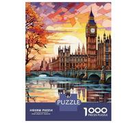 1000 Pieces Puzzles for Adults London Sunset Art Print Puzzle for Adults Toy Wall Decor Analysis And Logic Unique Gifts for Birthday And Christmas 70x50cm/1000pcs