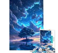 1000 Pieces Puzzles for Adults Lone Tree Under Starry Night Sky 1000 Jigsaw Puzzle Toy Wall Decor For Family Fun Unique Gifts for Birthday And Christmas (38x52cm)