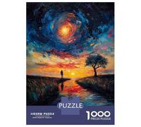1000 Pieces Puzzles for Adults Lonely River Oil Painting Puzzle for Adults Toy Wall Decor Analysis And Logic Unique Gifts for Birthday And Christmas 38x26cm/1000pcs