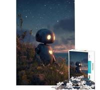 1000 Pieces Puzzles for Adults Lonely Robot on A Hill Brain Intelligence Challenge Addictive Toys Relax Games Learning Educational Birthday Gifts (Size 38x52cm)