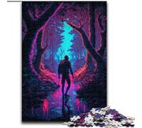 1000 Pieces Puzzles for Adults Lost in Neon Woods Wooden Jigsaw Puzzles Challenging & Entertaining, Family Activity Size 50X75CM
