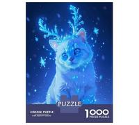 1000 Pieces Puzzles for Adults Magical Blue Cat Snow Jigsaws for Adults Relax Games Enhance Memory Unique Gifts for Birthday And Christmas 70x50cm/1000pcs