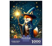 1000 Pieces Puzzles for Adults Magical Fox Wizard Art Print Jigsaw for Adults Family Games Difficult Challenge Unique Gifts for Birthday And Christmas 38x26cm/1000pcs