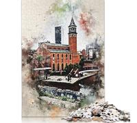 1000 Pieces Puzzles for Adults Manchester Watercolor Square Puzzle for Adults & Paper Puzzles Home Decor 1000pcs (38x26cm)