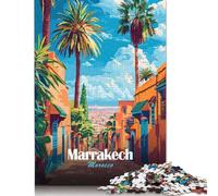 1000 Pieces Puzzles for Adults Marrakech, Morocco Travel Poster Jigsaw Puzzles for Adults Woodenboard Puzzles Difficult And Challenge 1000pcs (75x50cm)